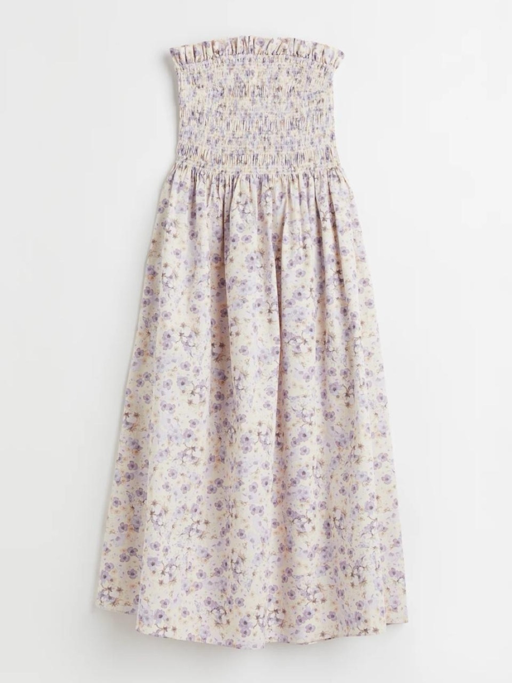 H&M Lavender Floral Smocked Strapless Maxi Dress for Girls